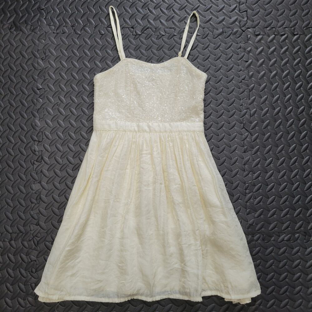 Forever 21 Girls Size 9/10 Cream Sequin Party Dress Spaghetti Strap
